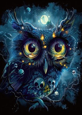 Fantasy owl by moonlight