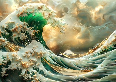 Kintsugi art of great wave