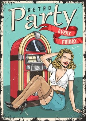 Retro Party Pin Up Girl