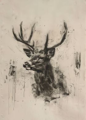 Deer In Charcoal Art