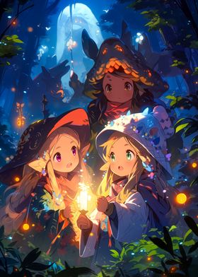 Three young forest witches