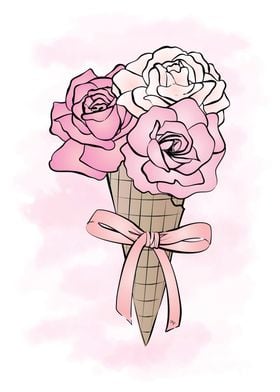 Pink Roses Cone