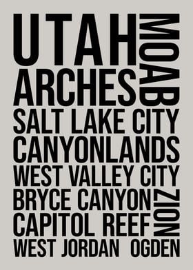 Utah Cities Travel Art