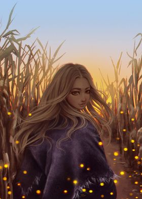 Fireflies in the sunset