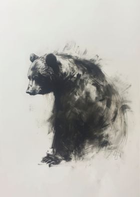 Bear In Charcoal Art