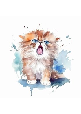Cute cat roaring