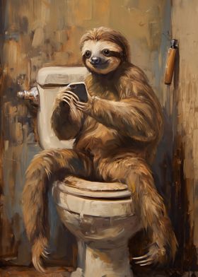 Sloth Bath Room Phone Text