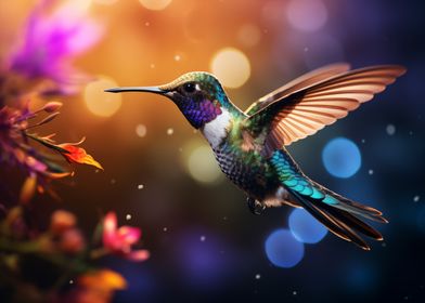 Humming Bird On Flower