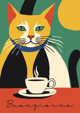 Buongiorno Cat Poster