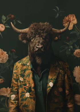 Botanical Bull with jacket