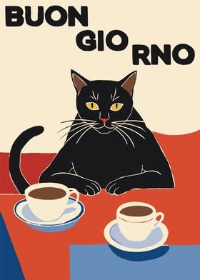 Buongiorno Cat Poster