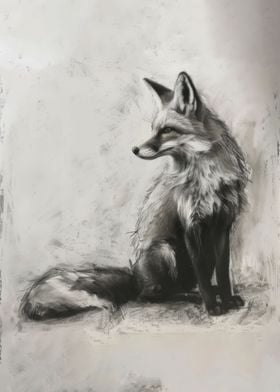 Fox In Charcoal Sketch