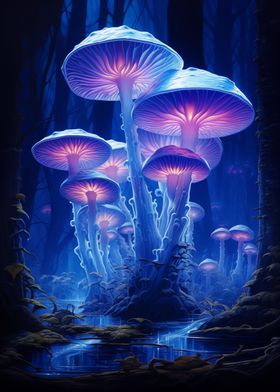 Mushrooms in Blue