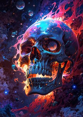 Fiery Galaxy Skull