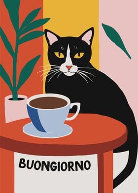 Buongiorno Cat Poster