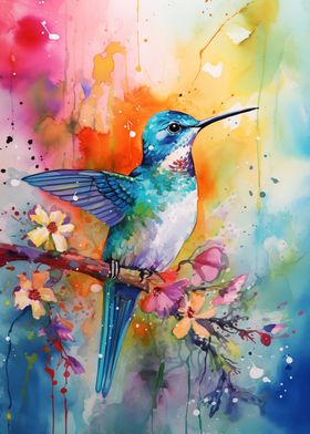 Watercolor Humming Bird