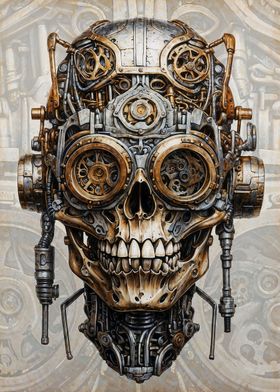 Steampunk Cogs Skull Gear 