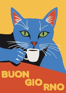 Buongiorno Cat Poster