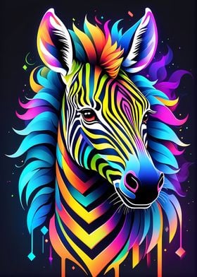 Neon Colorful Zebra