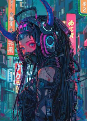 Cyberpunk Demon Girl