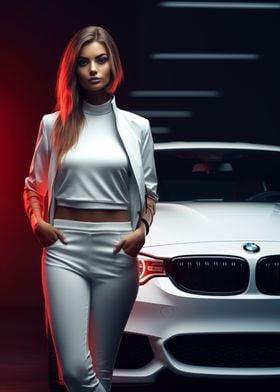 Beauty girl and BMW car