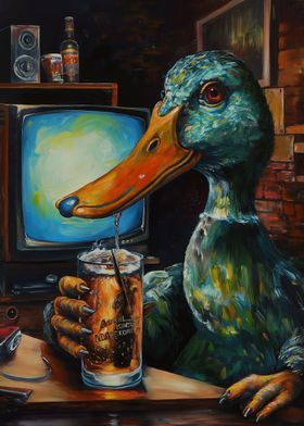 Duck Beer TV Funny Art