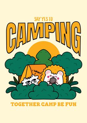 Hedgehog and Cat Camping