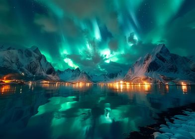 Aurora Borealis Mountains