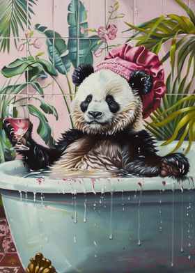 Cute Panda Bath Wine Glass