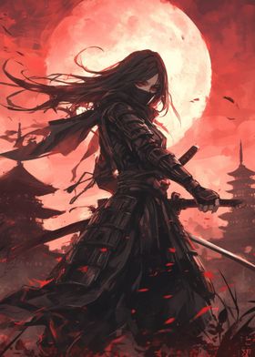 Crimson Moon samurai Girl