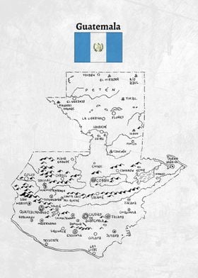 Handdrawn Guatemala Map