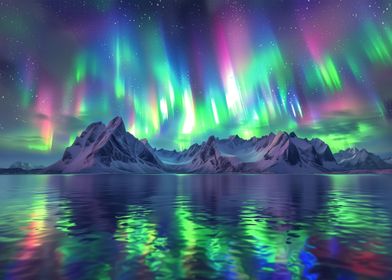 Aurora Borealis Mountains