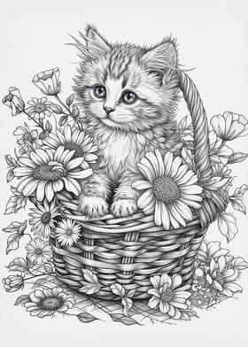 cat and flower 