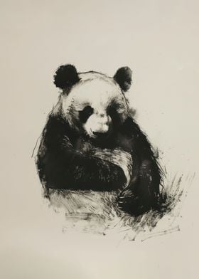 Panda In Charcoal Art