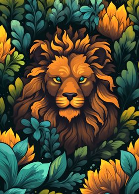 Wild lion floral