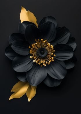 Gold Black Flower 
