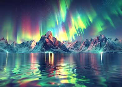 Aurora Borealis Mountains