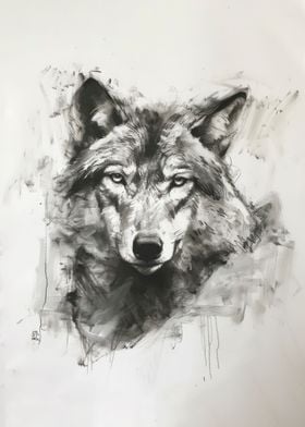 Wolf Head in Charcoal 