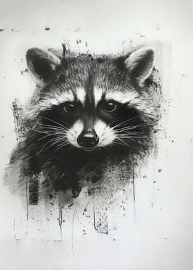 Raccoon Head in Charcoal