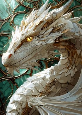 Fantasy White Dragon Beast