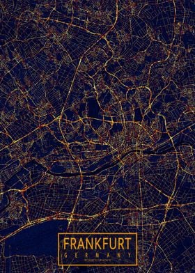 Frankfurt Map City At Nigh