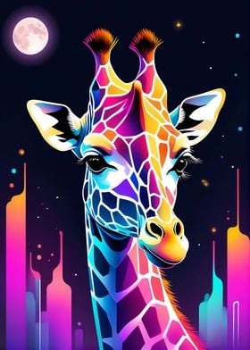 Giraffe Neon Colorful 