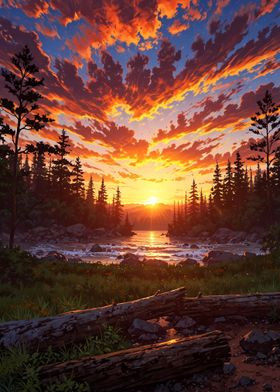 Sunset Serenity Forest
