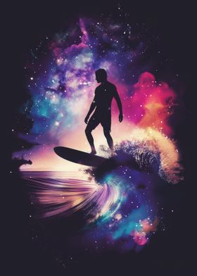 Surfing Galaxy Silhouette