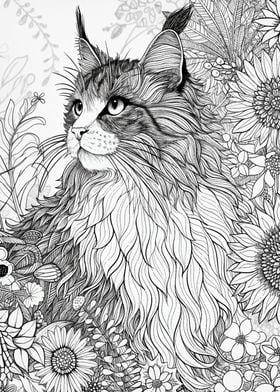 cat and flower 