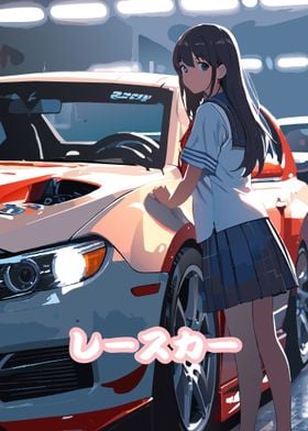 girl in car anime