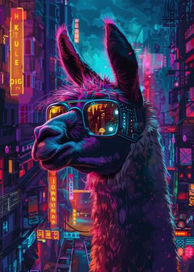 Cyberpunk Llama Neon