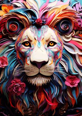 Majestic Colorful Lion