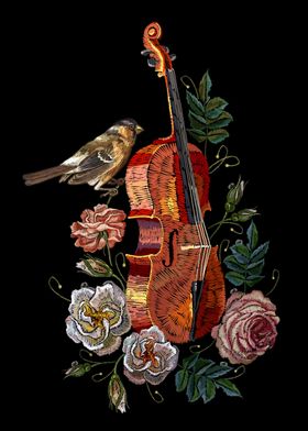 Painting Violin flower art