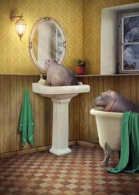 Bathroom Hippos